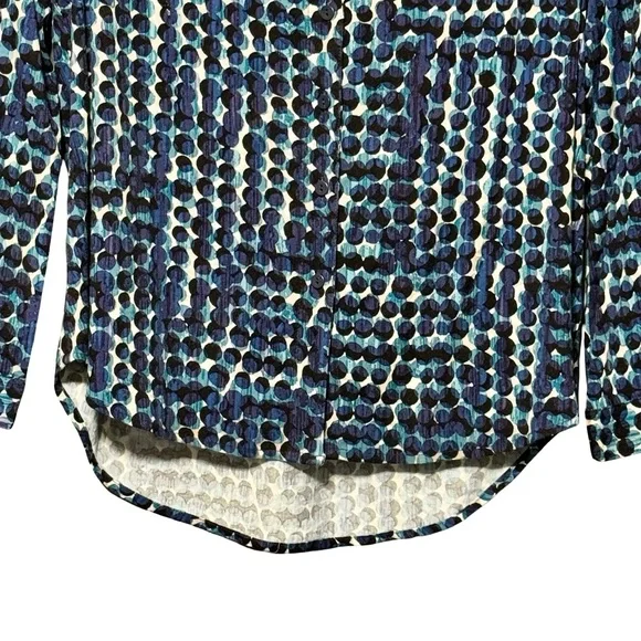 Nic + Zoe Long Good Vibes Sleeve Button Front Abstract Polka Dot Blouse Top - Picture 5 of 14